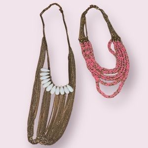 Bundle of 2 chain and beaded statement necklaces
